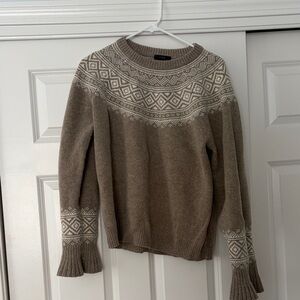 J. Crew Brown Patterned Crew Neck Sweater